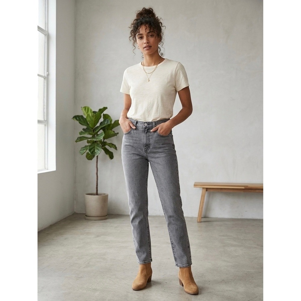 Madewell The Perfect Vintage Jean High Rise Tapered Faded Black Grey Size 26